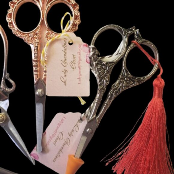 Lot 4 Fancy Needlework Scissors Embroidery Sewing Historical Reenactor Crafts B - Picture 2 of 4